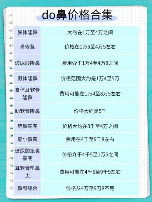 隆鼻手术费用多少?2024最新价格一览