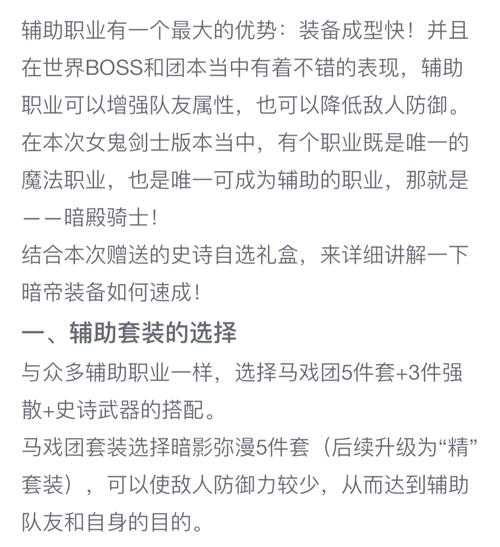 DNF暗殿骑士增幅属性2025解析职业需求装备实战